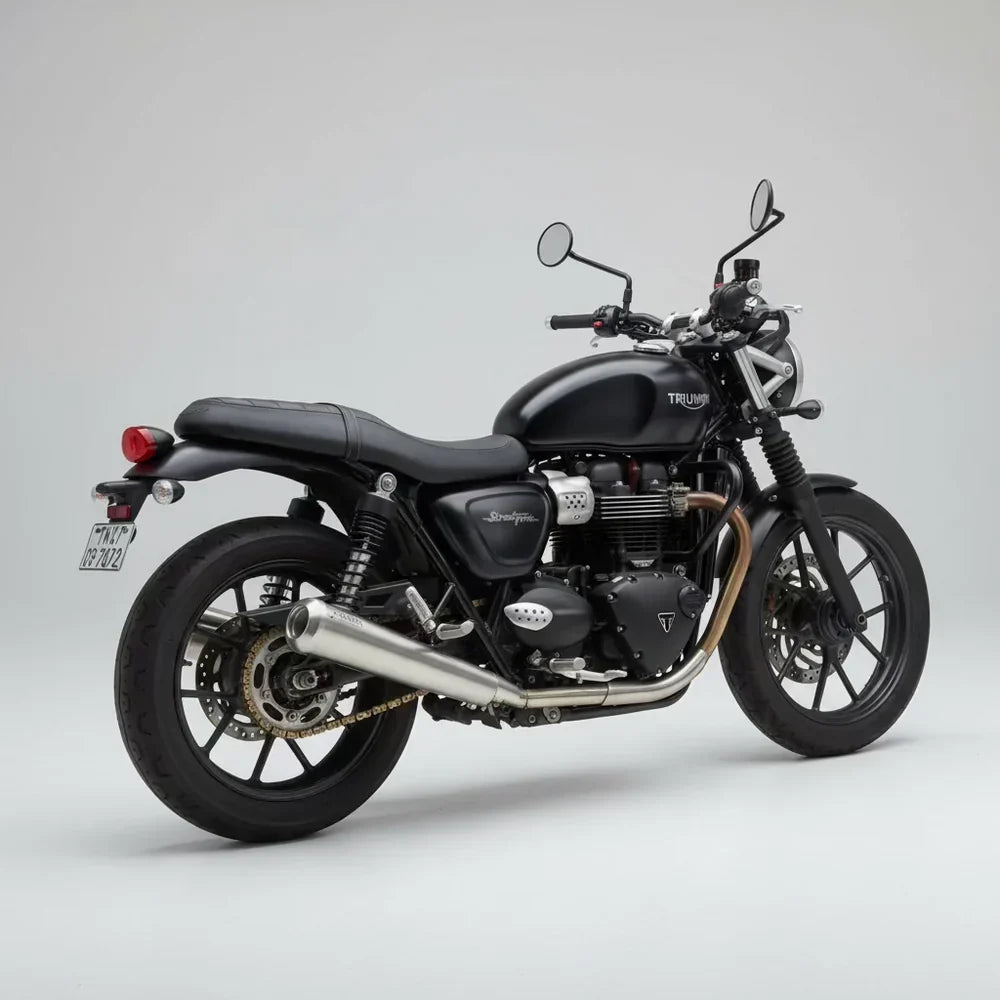 Barrel B Twinn Slip-On Exhaust for Triumph Street Twin 900 | 304 Stainless Steel Performance Exhaust - View 5