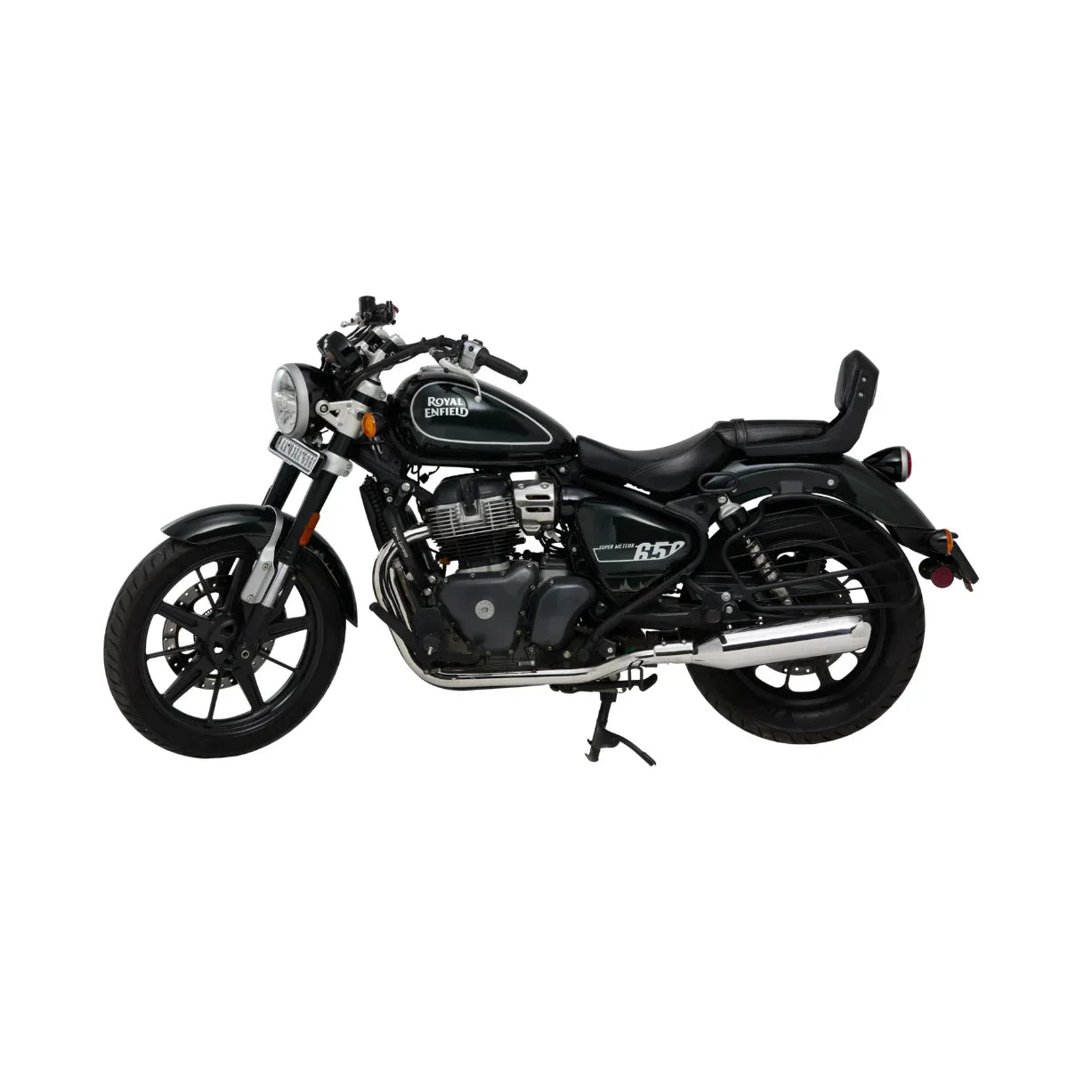 Red Rooster Astral Polish Exhaust for Royal Enfield Super Meteor 650 – SS304 Chrome Performance Silencer