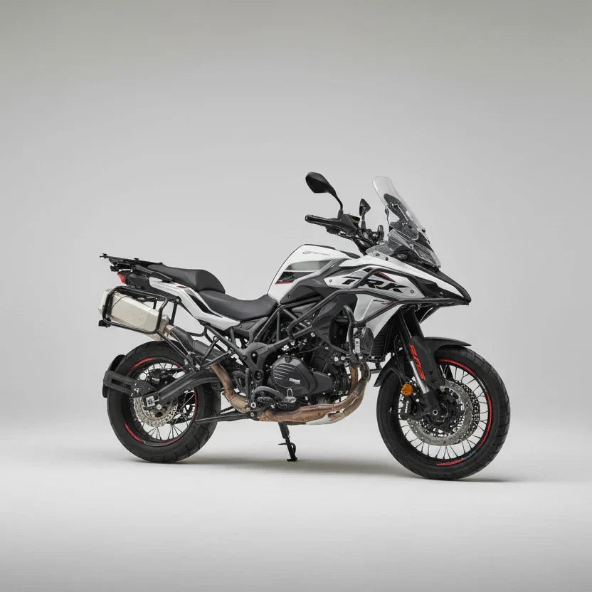 Barrel Storm Slip-On Exhaust with Link Pipe for Benelli TRK 502X | 304 Stainless Steel Adventure Performance Exhaust - View 4