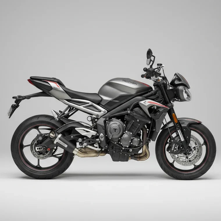 Barrel Outlaw 2.0 Slip-On Exhaust with Link Pipe for Triumph Street Triple 765 (2014-2022) | 304 Stainless Steel Performance