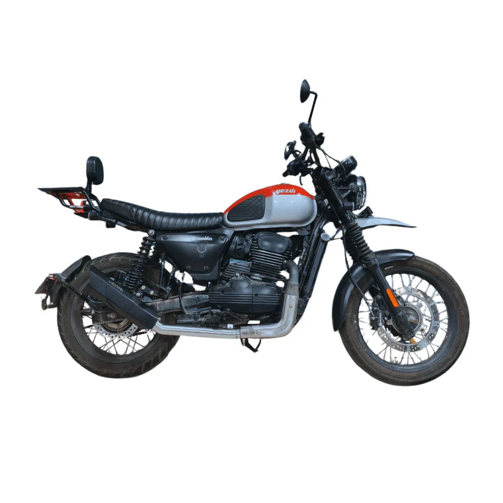 Barrel Rogue 2.0 Exhaust with Link Pipe for Yezdi Scrambler | 304 Stainless Steel Slip-On Performance Exhaust (DB Killer