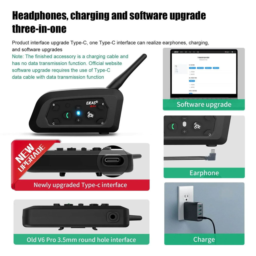 EJEAS V6 Pro Plus Helmet Intercom Communication System - View 18