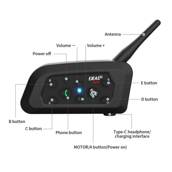 EJEAS V6 Pro Plus Helmet Intercom Communication System - View 3
