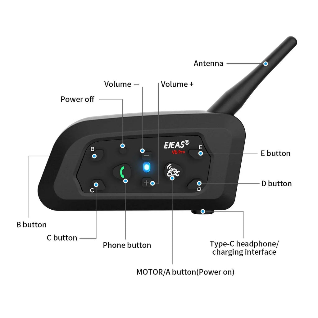 EJEAS V6 Pro Plus Helmet Intercom Communication System - View 4