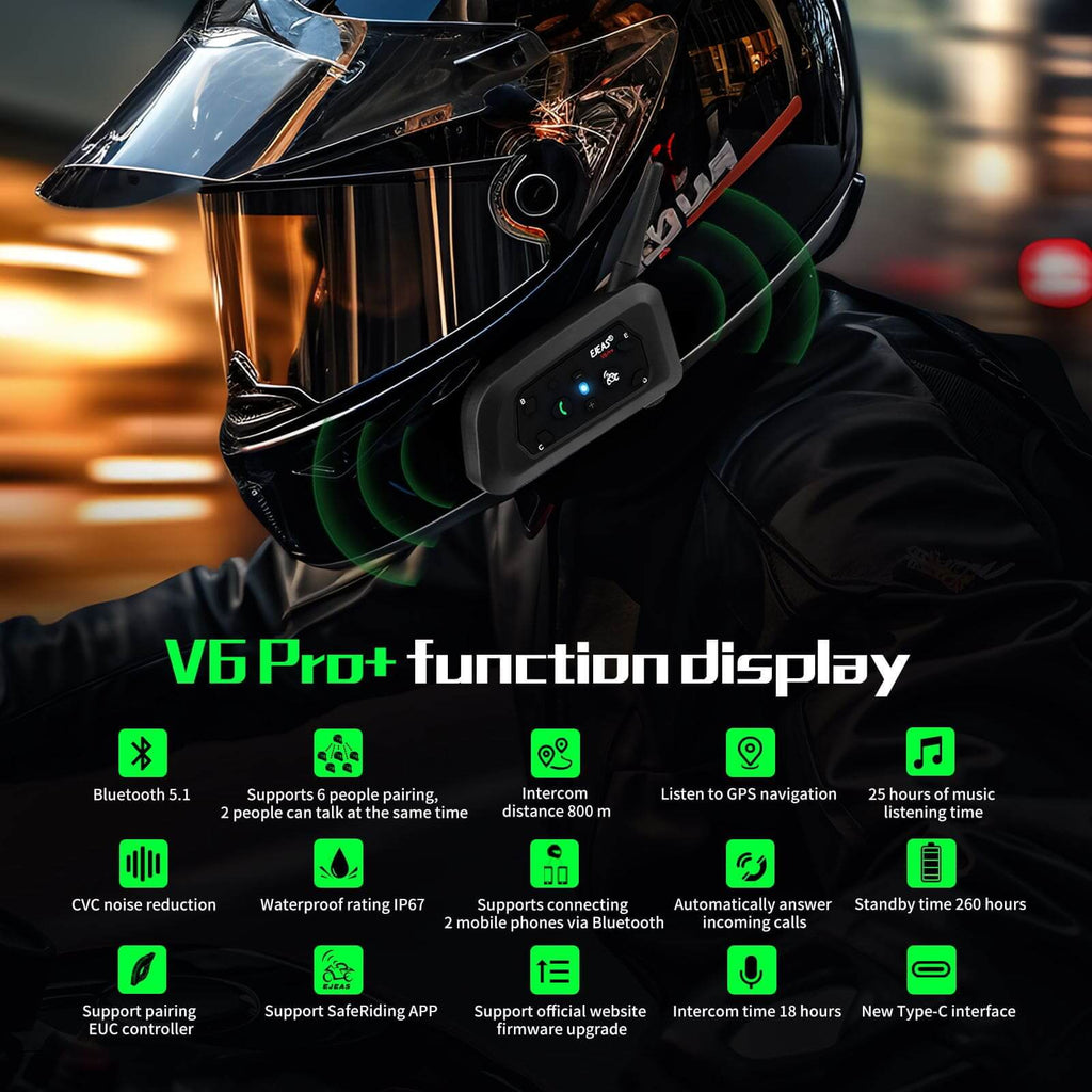 EJEAS V6 Pro Plus Helmet Intercom Communication System - View 2