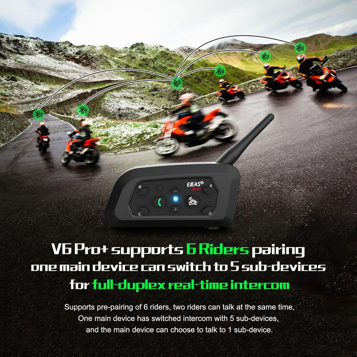 EJEAS V6 Pro Plus Helmet Intercom Communication System - View 8