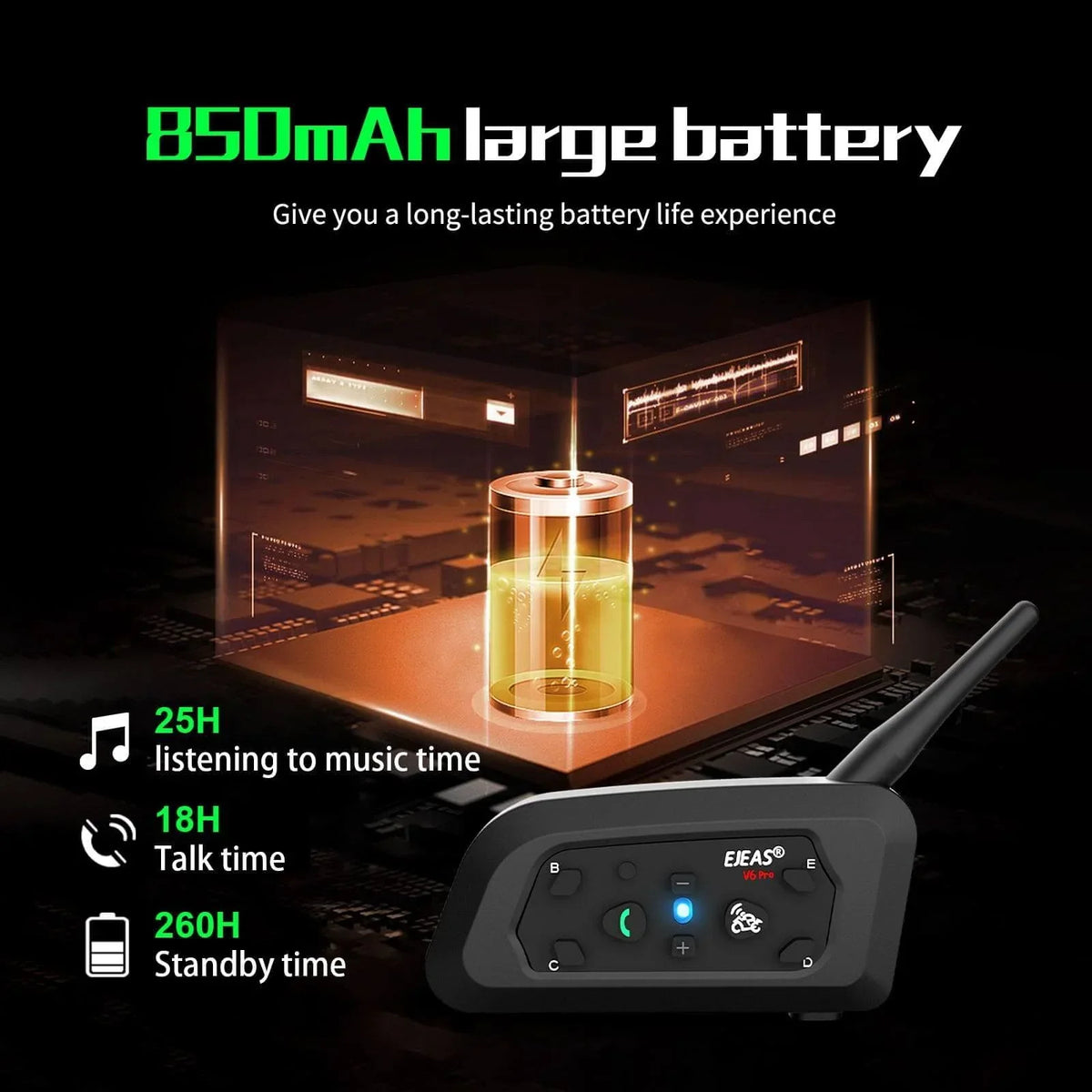 EJEAS V6 Pro Plus Helmet Intercom Communication System - View 11
