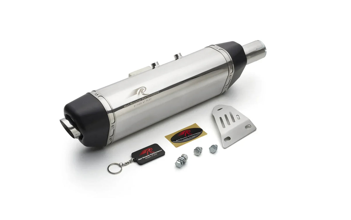 Red Rooster Vertex Exhaust for Himalayan & Scram 411 – Performance Slip-On (Polish / Black / Matte) - View 3