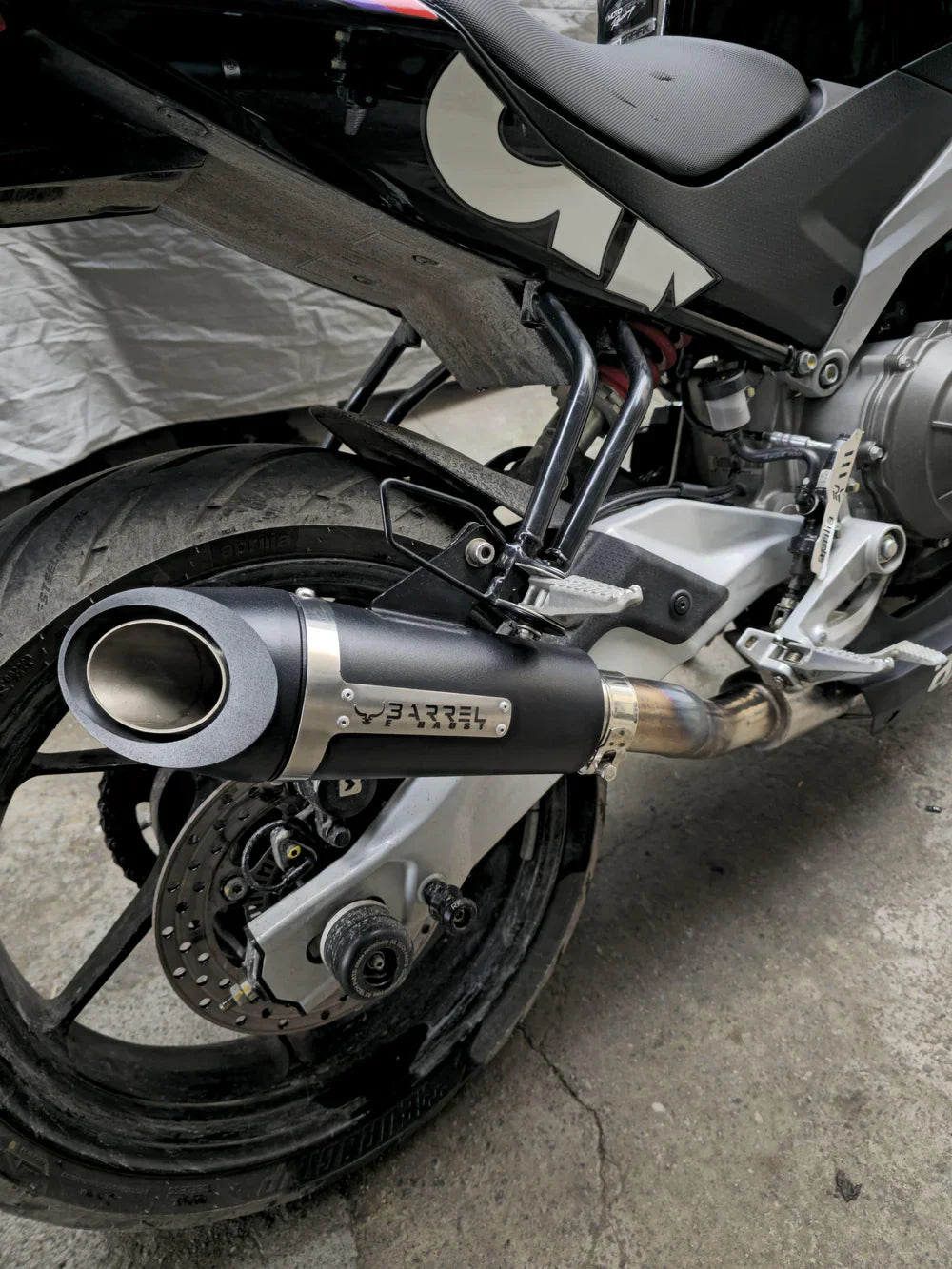 Barrel Outlaw 2.0 Full System Exhaust for Aprilia RS457 with Header Pipe | 304 Stainless Steel Performance Exhaust (Side Exit
