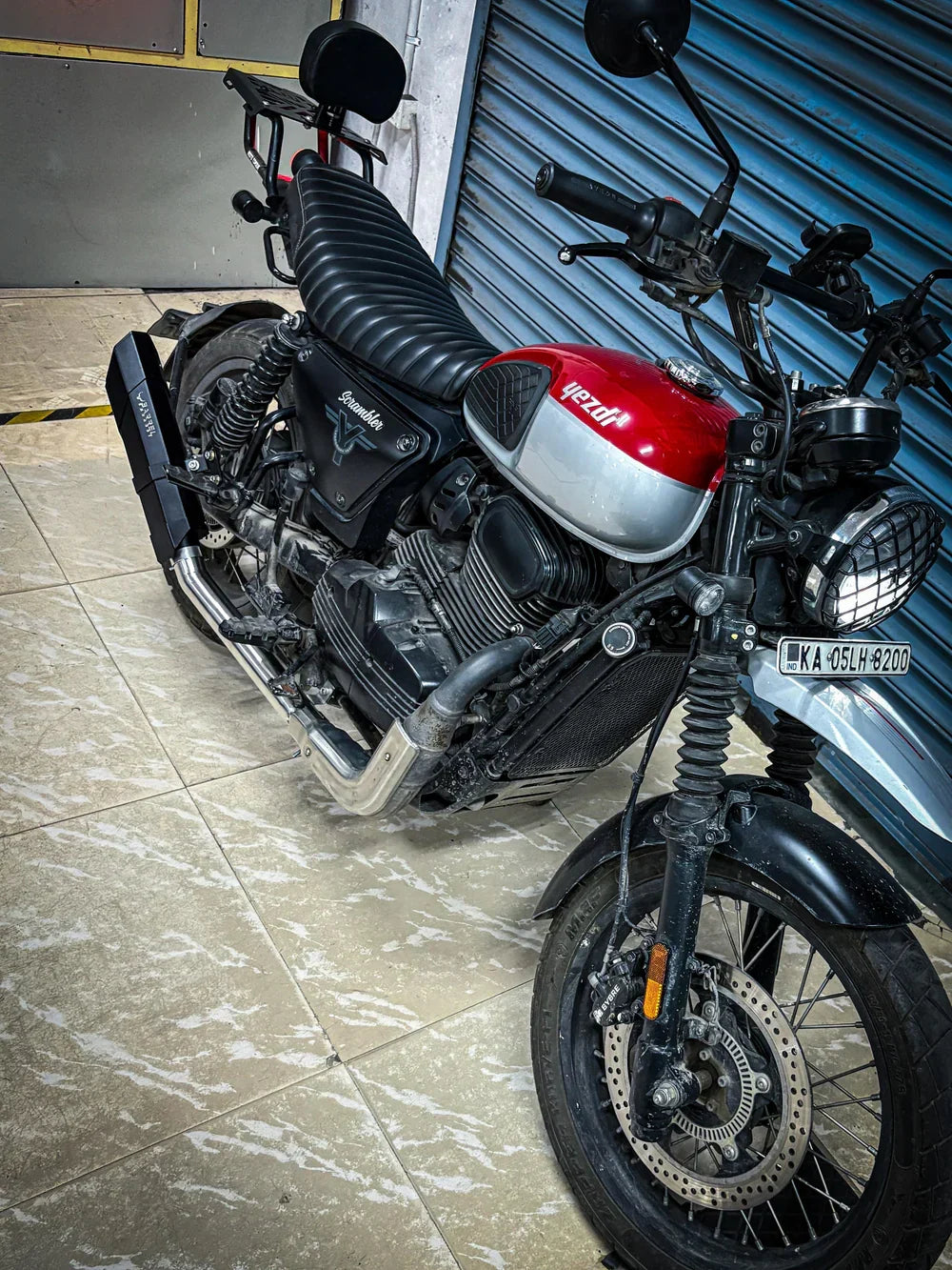 Barrel Rogue 2.0 Exhaust with Link Pipe for Yezdi Scrambler | 304 Stainless Steel Slip-On Performance Exhaust (DB Killer