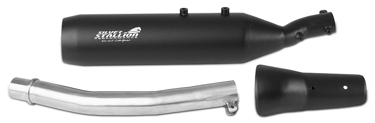 Silver Stallion Outlander Performance Exhaust for Royal Enfield Bear 650 | +2.5 BHP Power Boost Slip-On Exhaust | Silver