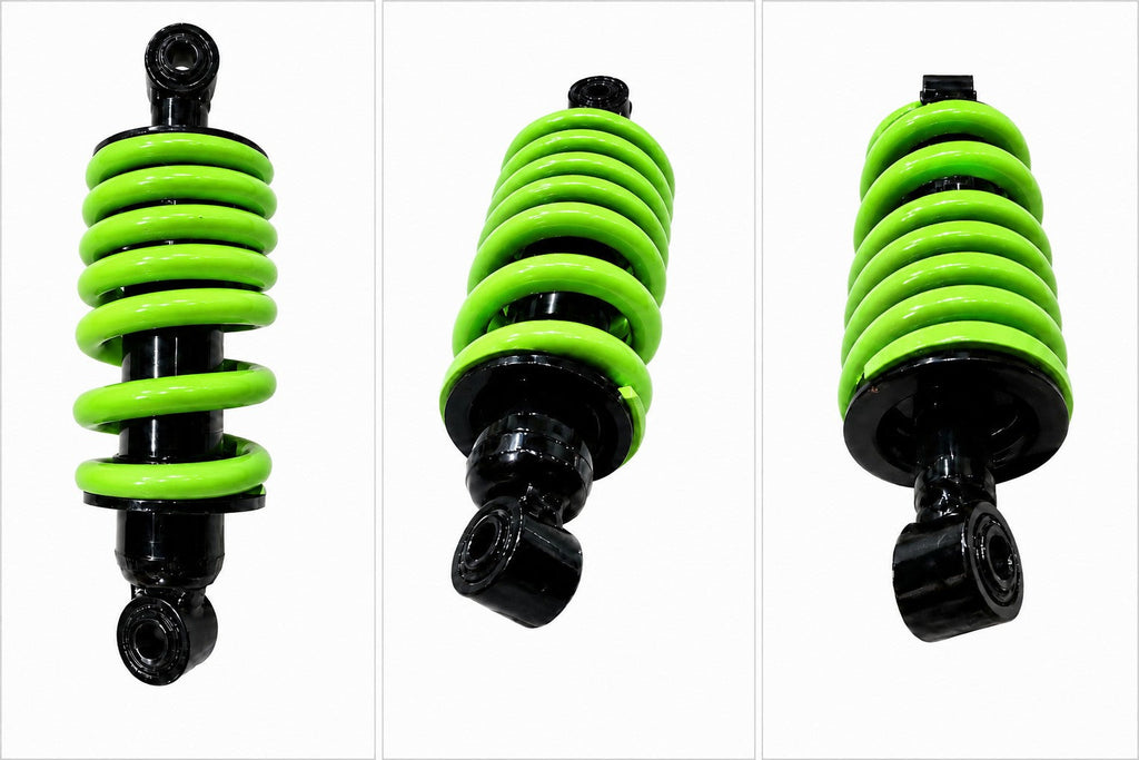 Ather 450 450X rear mono suspension green angled view