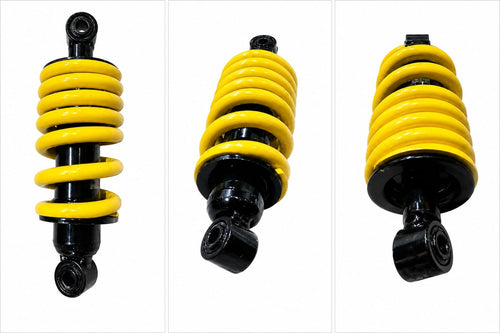 Ather 450 and 450X rear monoshock side view yellow
