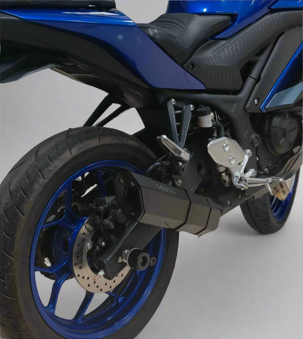 Barrel Rogue 2.0 Exhaust for Yamaha R3 with Link Pipe | 304 Stainless Steel Performance Slip-On (Black & Steel)