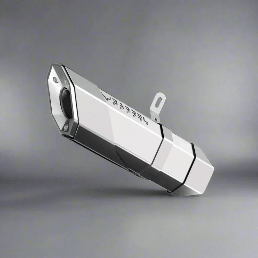 Barrel Rogue 2.0 Slip-On Exhaust | 304 Stainless Steel Performance Motorcycle Exhaust (All Black / Black & Steel / All Steel)