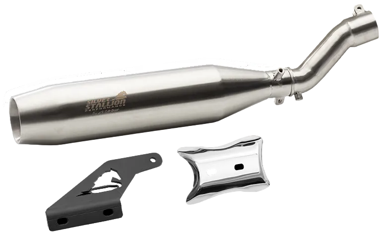 Triumph Speed 400 / Scrambler 400X / T4 Blaze Performance Exhaust | Silver Stallion | +2 BHP Power Boost | Silver / Black