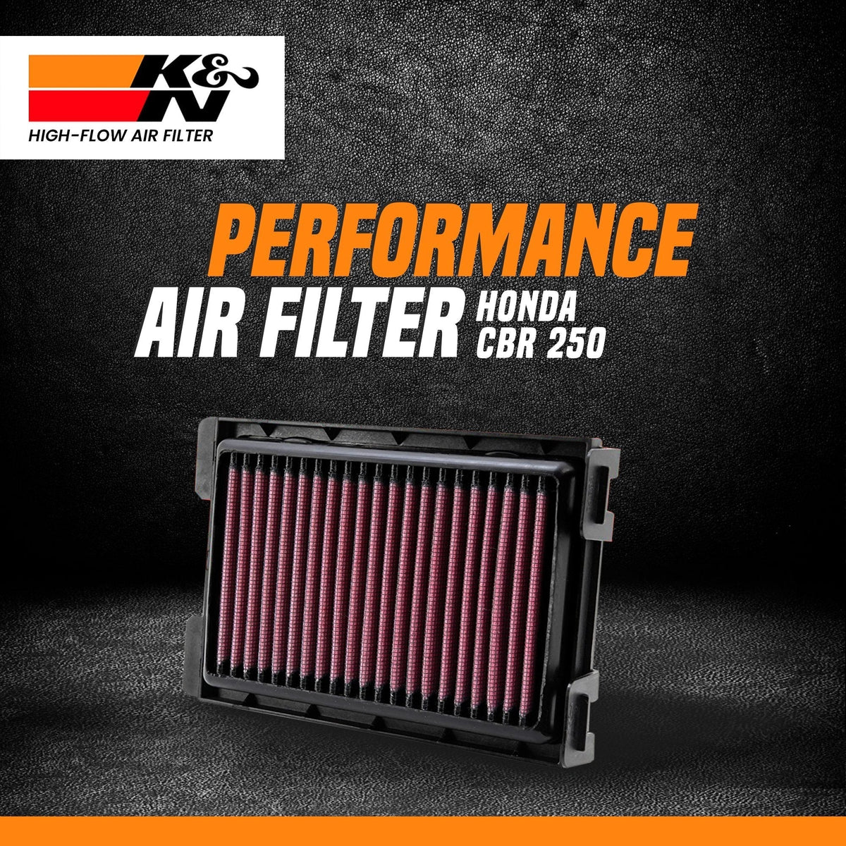 K&N High Performance Air Filter for Honda CBR 250 & CBR 250R | Washable Reusable High Flow Air Filter