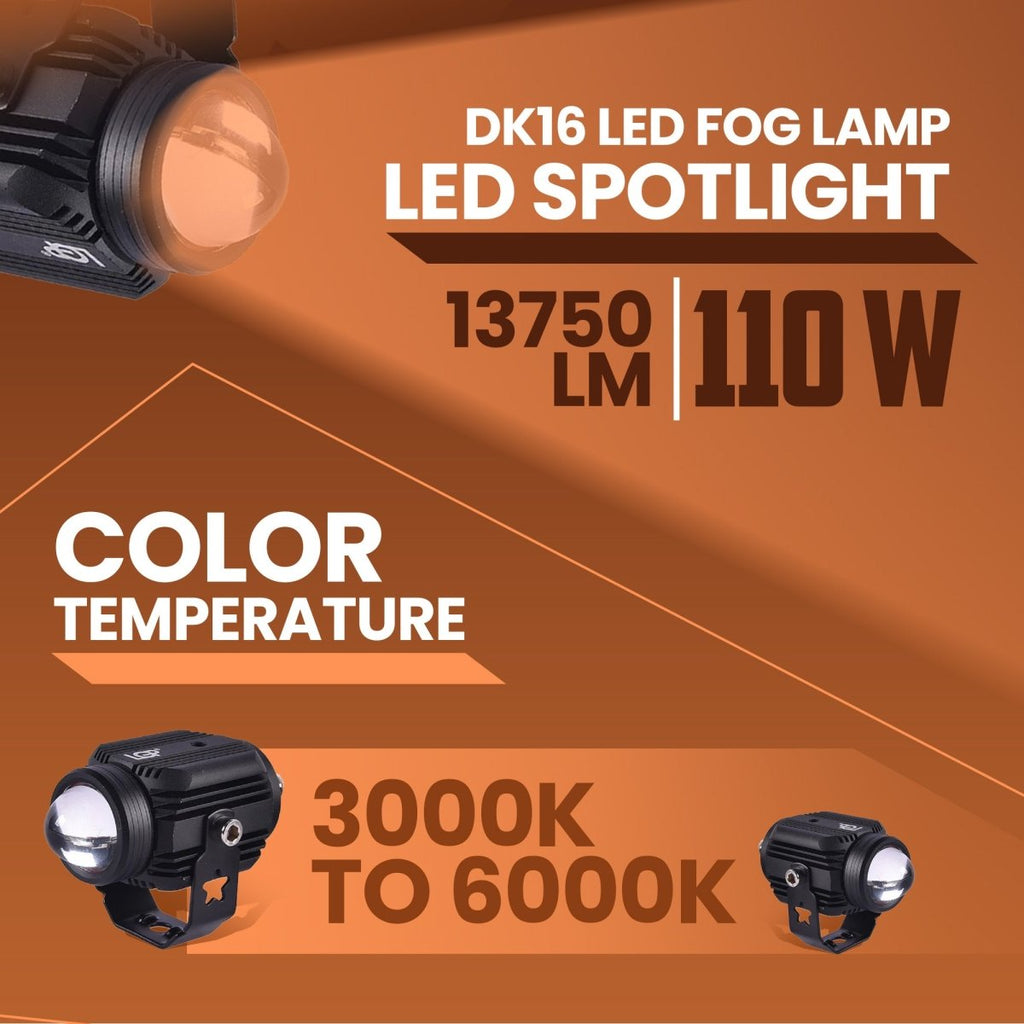LGP DK16 LED Fog Lamp for Bike (Pair) | Wireless Harness Switch & Mounting Clamps Included | High Power, Universal Motorcycle