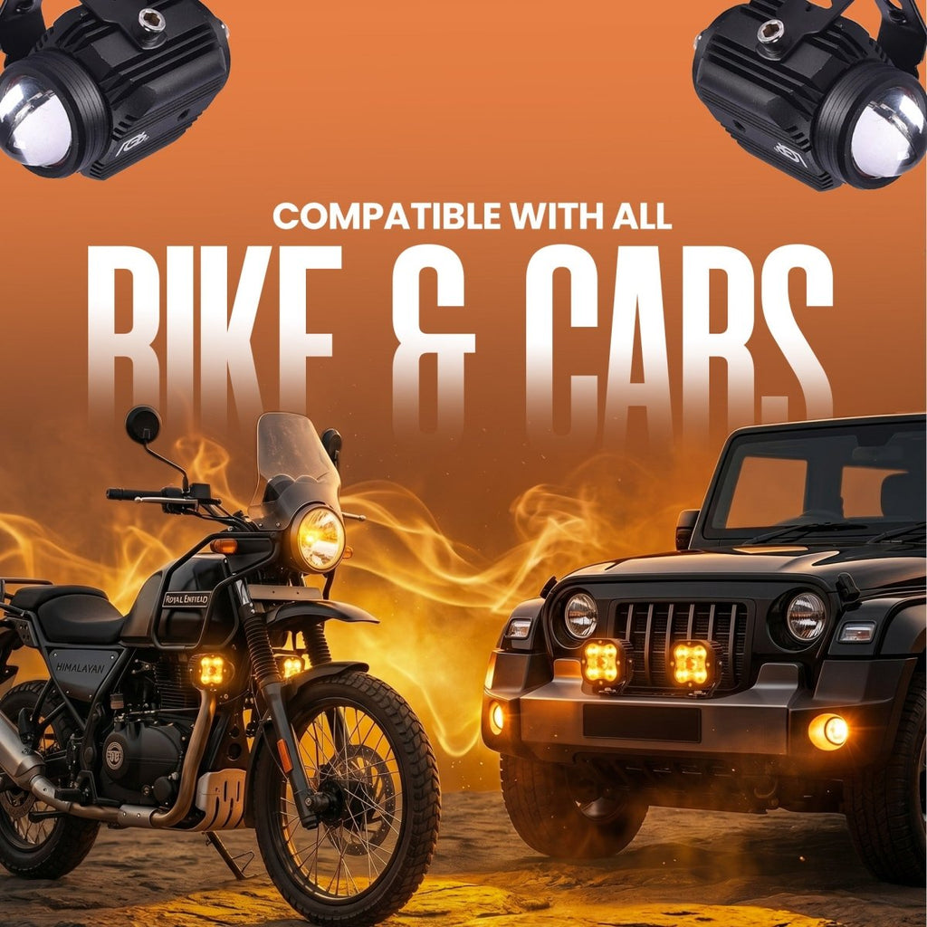 LGP DK16 LED Fog Lamp for Bike (Pair) | Wireless Harness Switch & Mounting Clamps Included | High Power, Universal Motorcycle