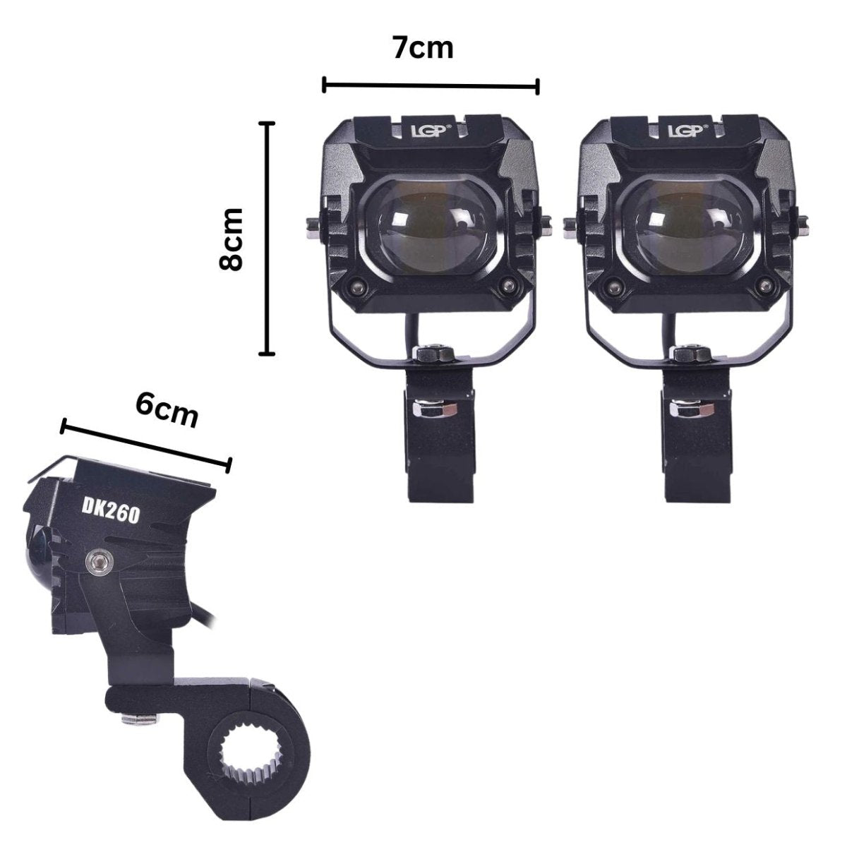 LGP DK260 LED Fog Lamp for Bike (Pair) | Wiring Harness & Wired Switch Included | High Power, Universal Motorcycle Fit - View