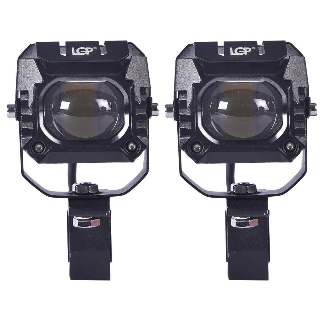 LGP DK260 LED Fog Lamp for Bike (Pair) | Wiring Harness & Wired Switch Included | High Power, Universal Motorcycle Fit - View