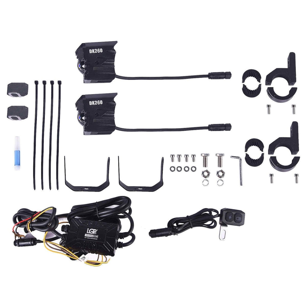 LGP DK260 LED Fog Lamp for Bike (Pair) | Wiring Harness & Wired Switch Included | High Power, Universal Motorcycle Fit - View
