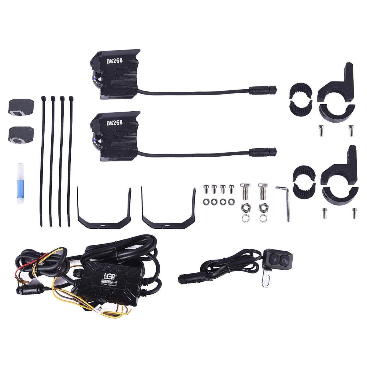 LGP DK260 LED Fog Lamp for Bike (Pair) | Wiring Harness & Wired Switch Included | High Power, Universal Motorcycle Fit - View
