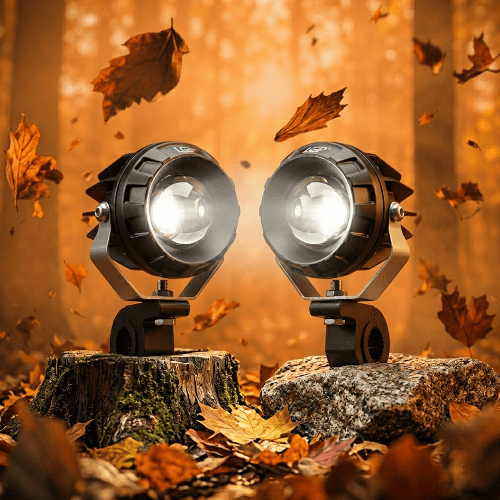 LGP DK330 Dual Beam LED Spotlight for Bike (Pair) | 60W 7500LM Yellow & White | Waterproof, Universal Motorcycle Fit