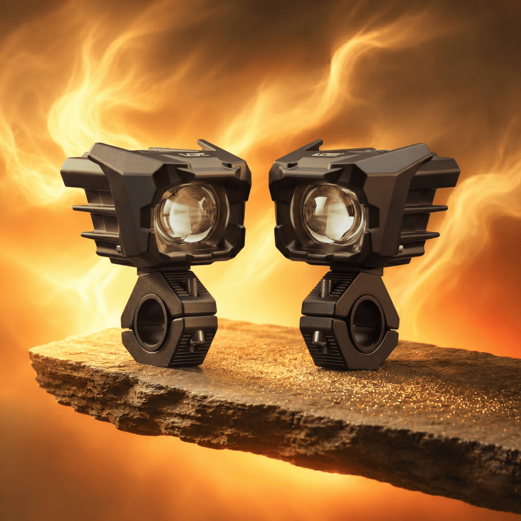 LGP DK34 Dual Beam LED Spotlight for Bike (Pair) | 60W 7500LM, Yellow & White | Waterproof IP67, Universal Motorcycle Fit