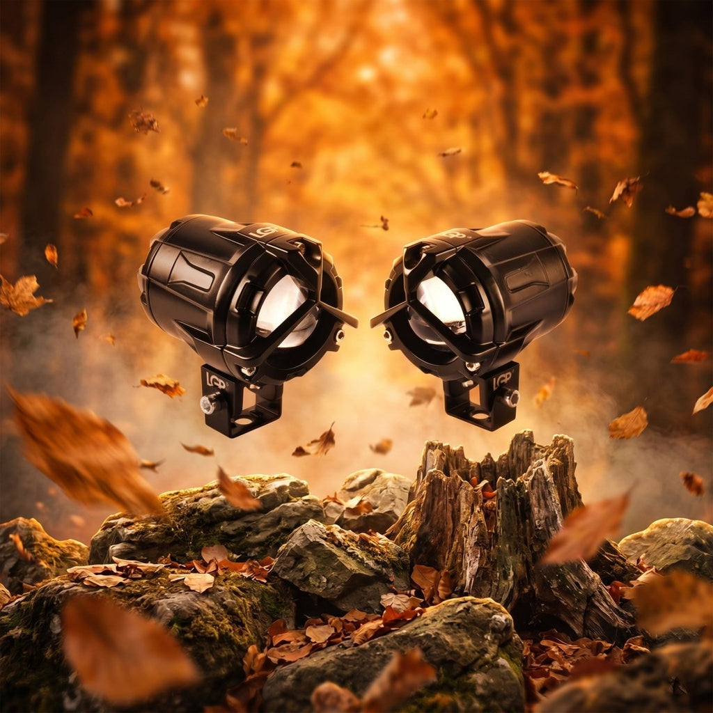 LGP DK350 LED Fog Lamp for Bike (Pair) | Wireless Switch & Full Wiring Kit Included | High Power Spotlight with Clamp Mount