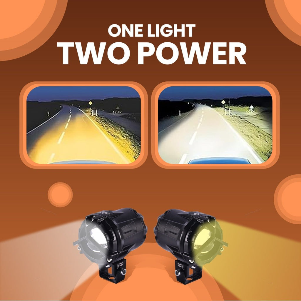 LGP DK350 LED Fog Lamp for Bike (Pair) | Wireless Switch & Full Wiring Kit Included | High Power Spotlight with Clamp Mount