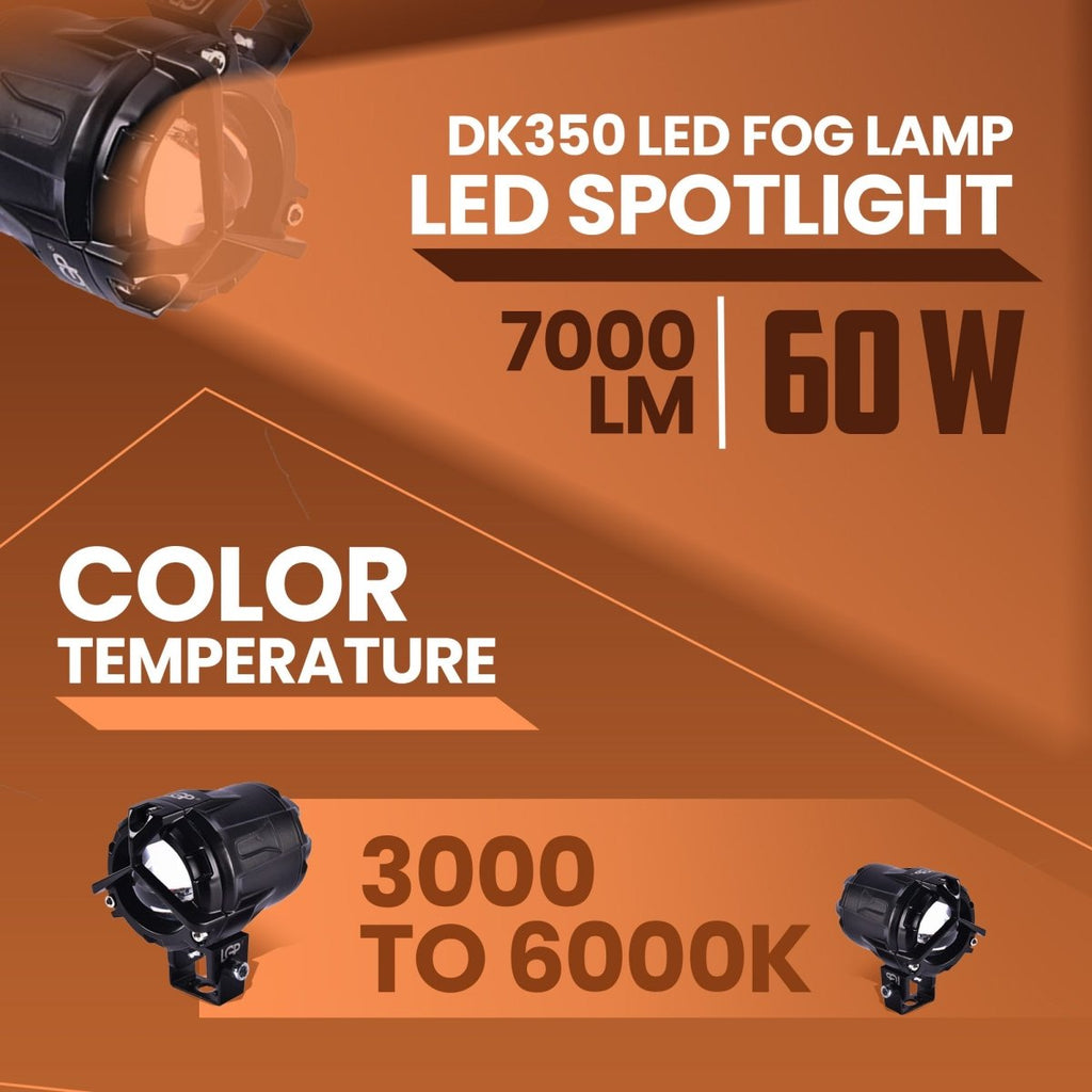 LGP DK350 LED Fog Lamp for Bike (Pair) | Wireless Switch & Full Wiring Kit Included | High Power Spotlight with Clamp Mount