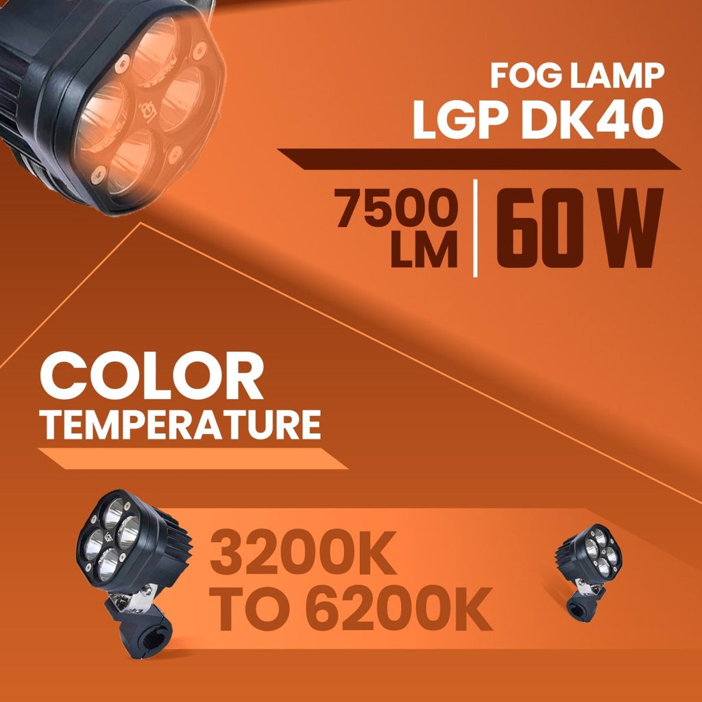 LGP DK40 LED Fog Lamp for Bike (Pair) | Heavy-Duty High Power Waterproof Spotlight | Universal Motorcycle & Car Fit - View 3