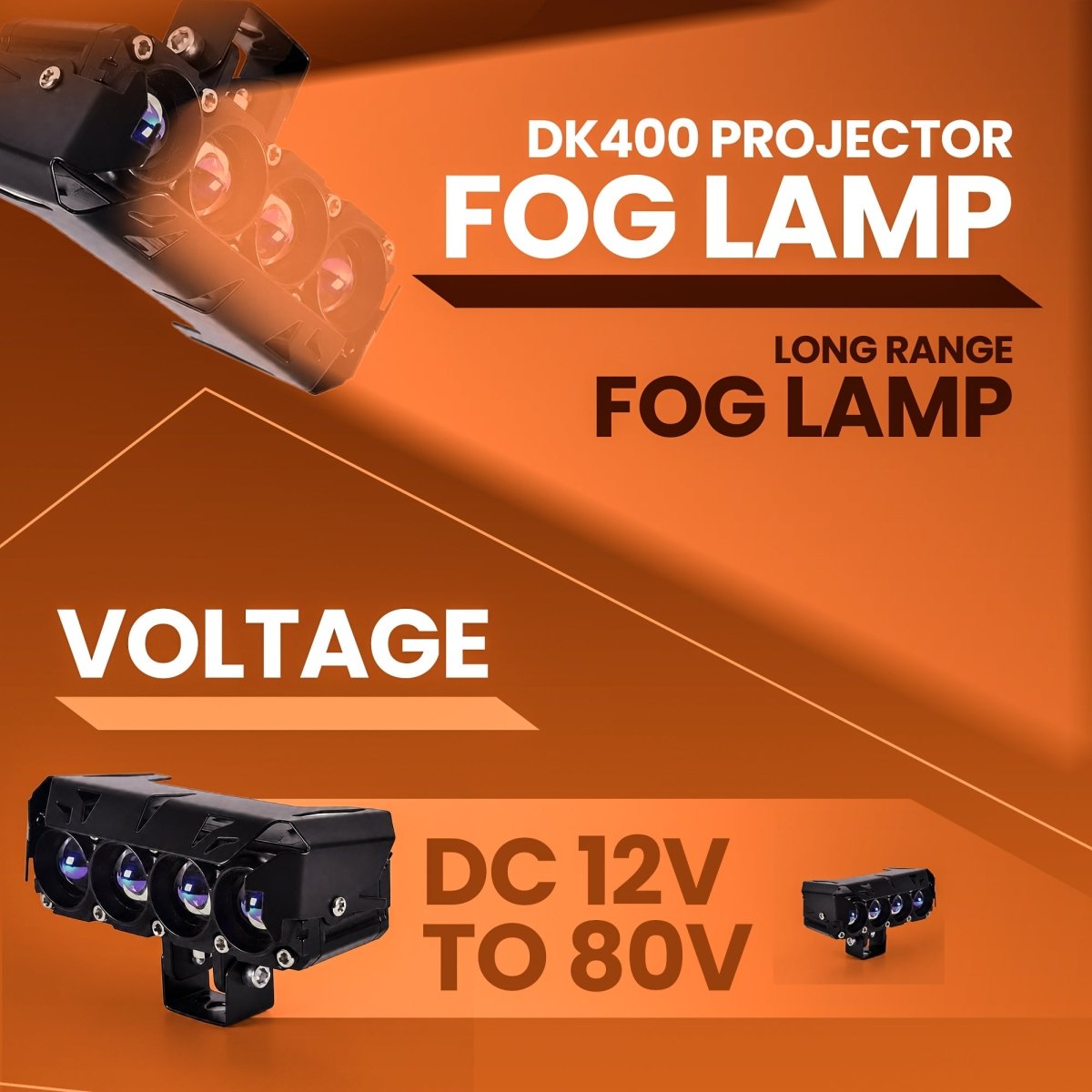 LGP DK400 LED Projector Fog Lamp for Bike & Car (Pair) | High Power Waterproof Auxiliary Driving Light | Universal Fit - View
