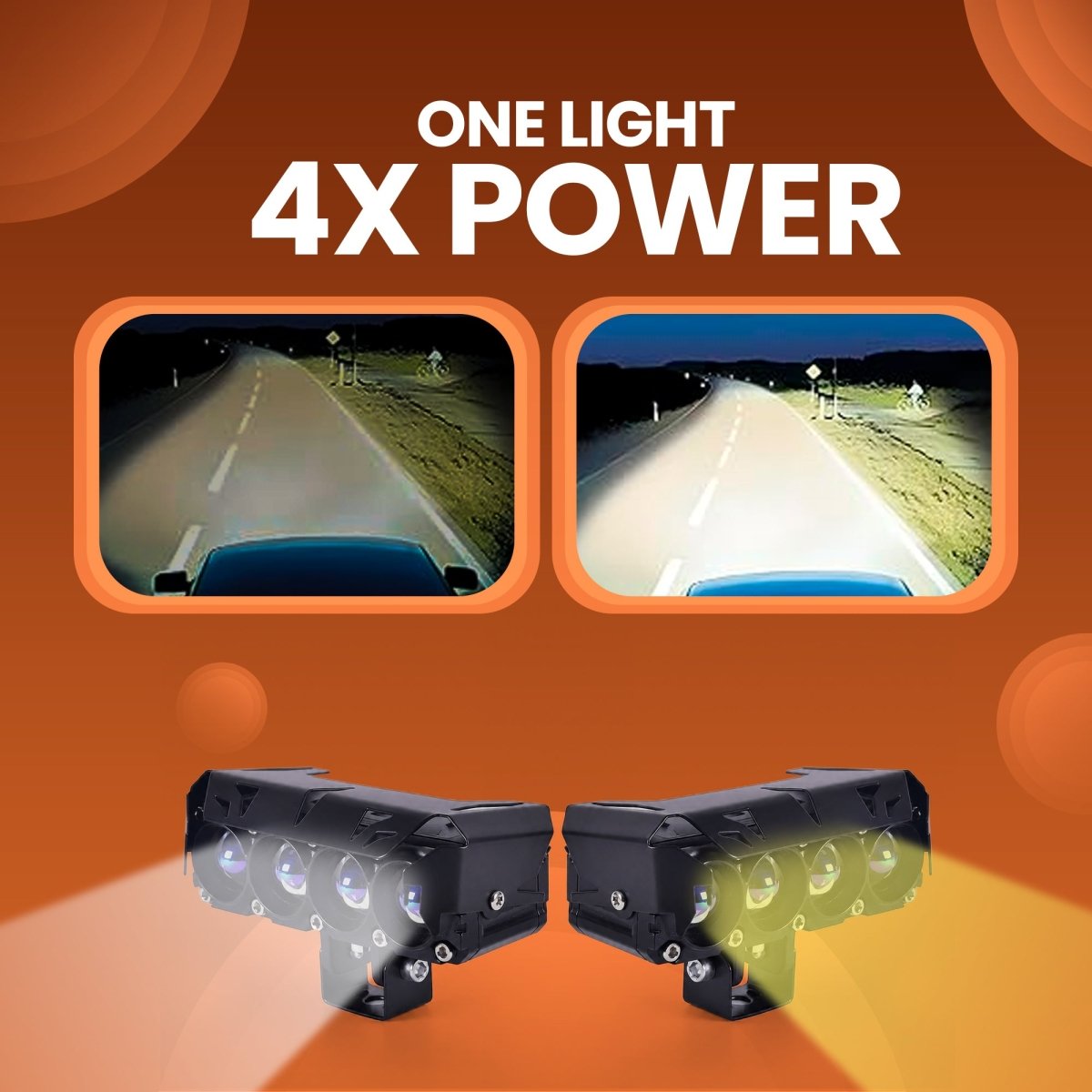 LGP DK400 LED Projector Fog Lamp for Bike & Car (Pair) | High Power Waterproof Auxiliary Driving Light | Universal Fit - View