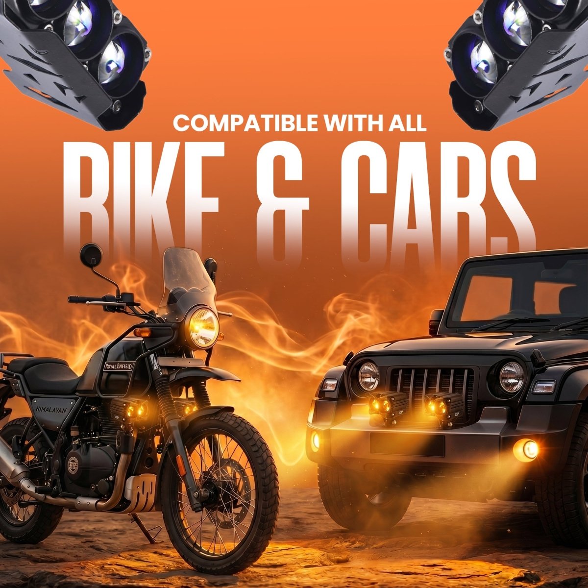 LGP DK400 LED Projector Fog Lamp for Bike & Car (Pair) | High Power Waterproof Auxiliary Driving Light | Universal Fit - View