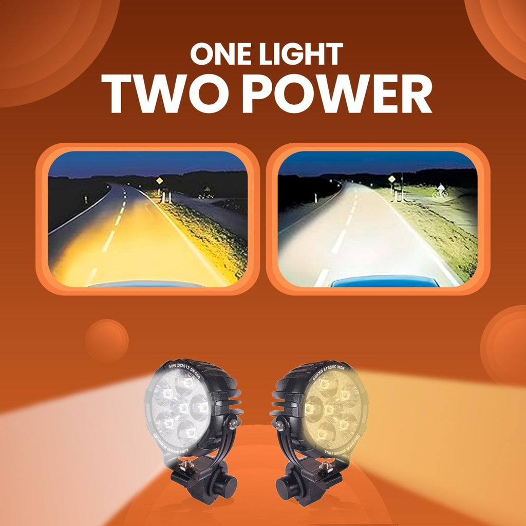 LGP DK660 High Power LED Spotlight for Bike (Pair) | 90W 11200LM | IP67 Waterproof Auxiliary Fog Light, Universal Motorcycle
