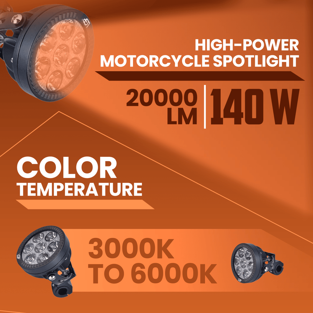 LGP DK70 High Power LED Spotlight for Bike (Pair) | 140W 20000LM | IP67 Waterproof Auxiliary Fog Light, Universal Motorcycle