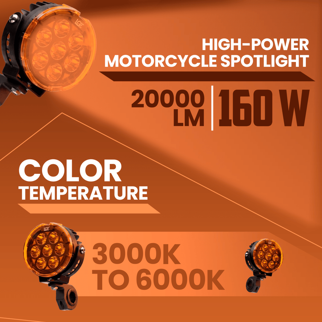 LGP DK80 Pro High Power LED Spotlight for Bike (Pair) | 160W 20000LM | IP67 Waterproof Auxiliary Fog Light, Universal