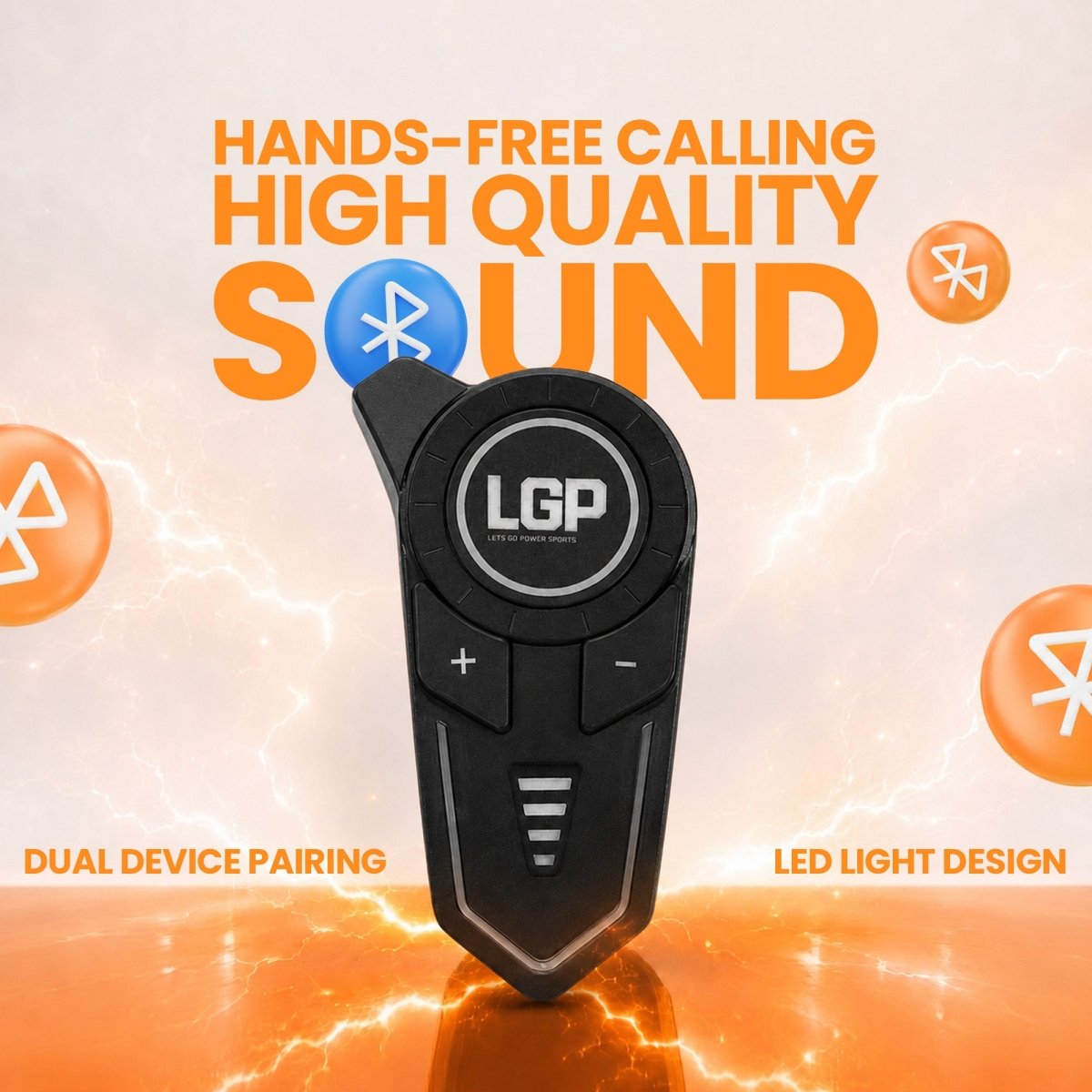 LGP F20 Bluetooth Helmet Headset | Wireless Bike Helmet Speakers with Mic, Music & Call Control | Universal Fit - View 2