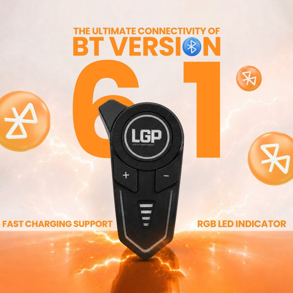 LGP F20 Pro Helmet Bluetooth Headset for Bike Riders, Bluetooth 6.1, Two-Person Intercom, Music Sharing, 1000mAh Battery, RGB