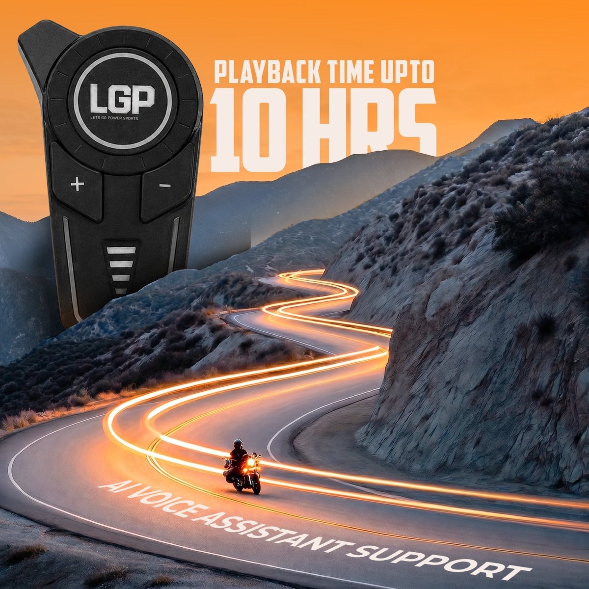 LGP F20 Pro Helmet Bluetooth Headset for Bike Riders, Bluetooth 6.1, Two-Person Intercom, Music Sharing, 1000mAh Battery, RGB