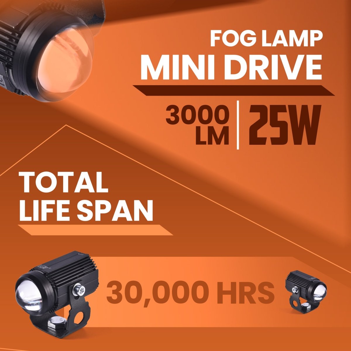 LGP Mini Drive LED Fog Lamp for Bike (Pair) | Compact Driving Spotlight | Waterproof, Universal Motorcycle & Scooter Fit