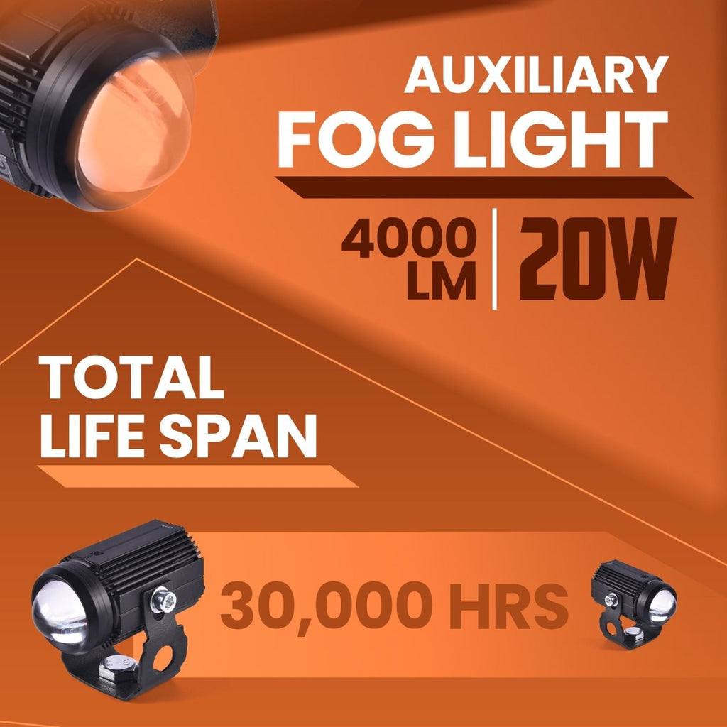 LGP Mini Driving LED Fog Lamp for Bike (Pair) | High Brightness Waterproof Auxiliary Light | Universal Fit for All