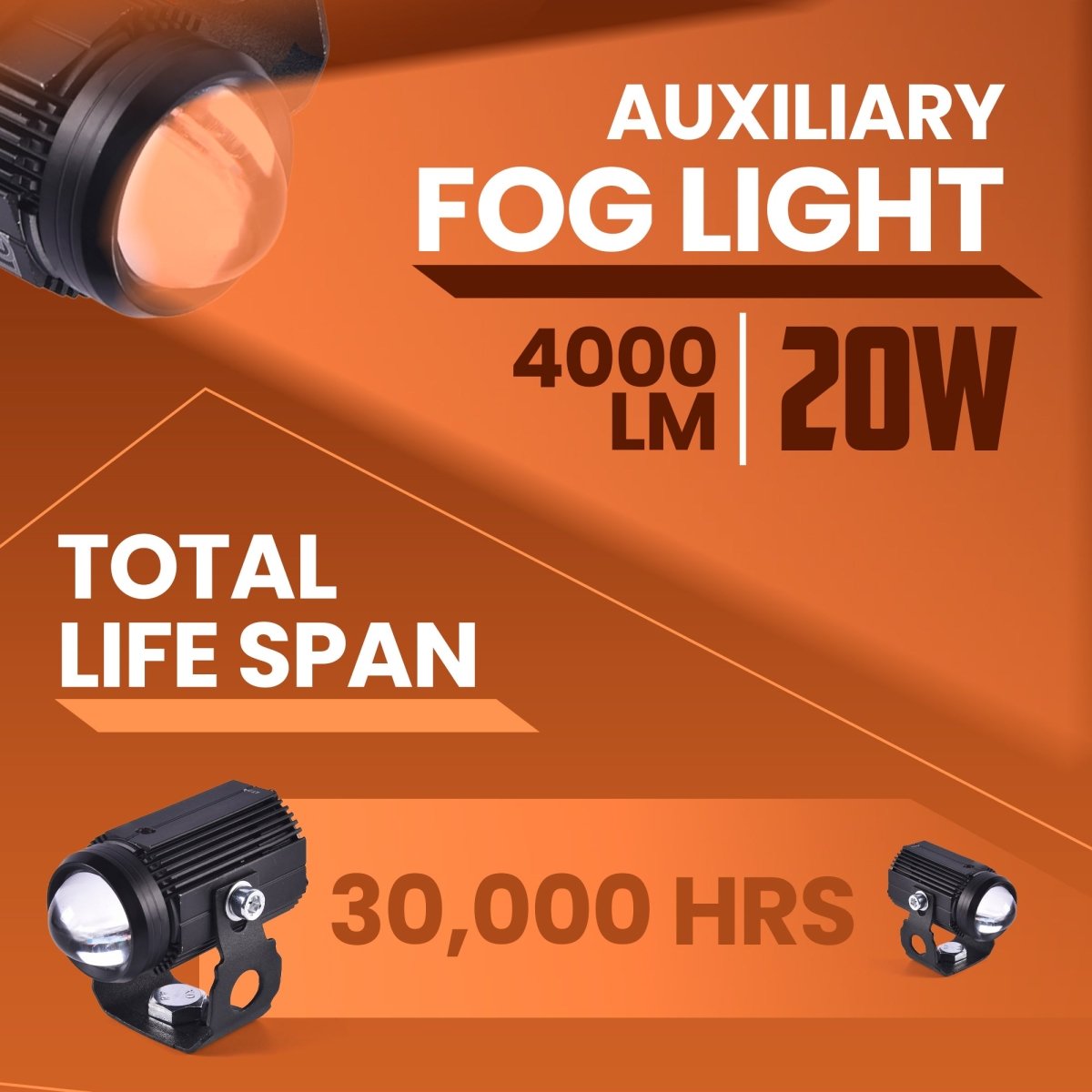 LGP Mini Driving LED Fog Lamp for Bike (Pair) | High Brightness Waterproof Auxiliary Light | Universal Fit for All