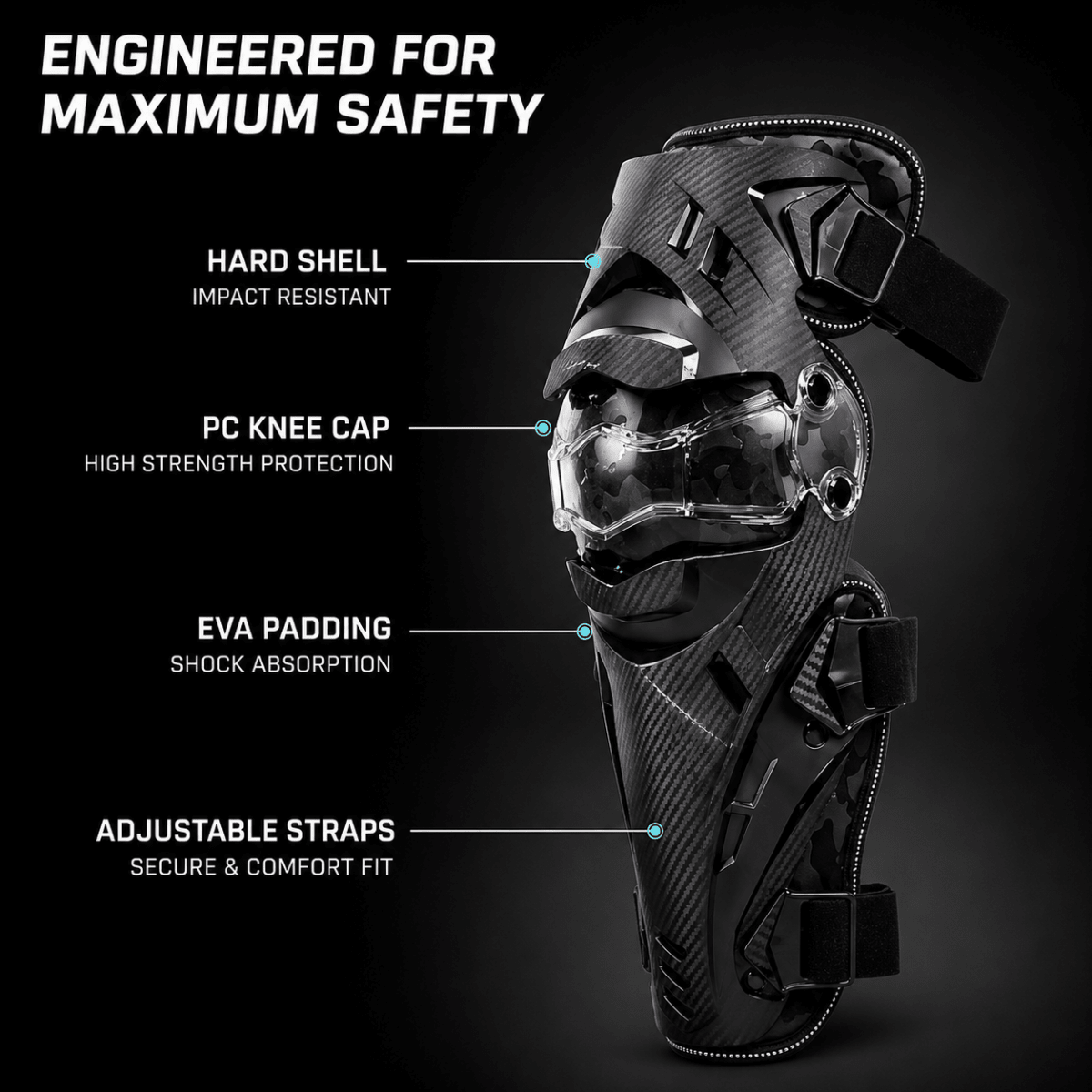 LGP Motorcycle Knee Guard Set of 2 Riding Safety Protection - View 4