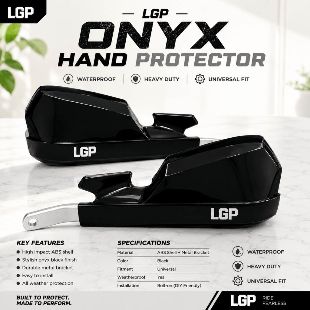 LGP Onyx Universal Motorcycle Hand Protector With Aluminium Mounts – Black - View 2