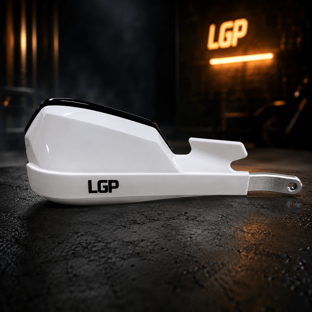 LGP Onyx Universal Motorcycle Hand Protector With Aluminium Mounts – White - View 3