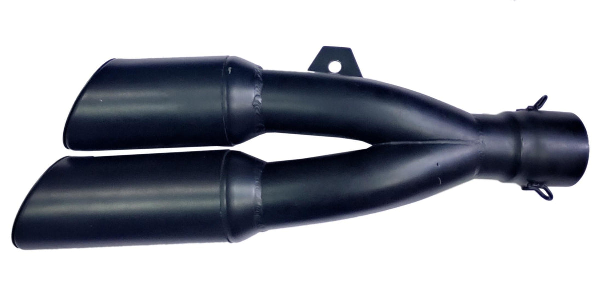 Short-Long Twin Barrel 51 Mm Inlet Stainless Steel Universal Slip-On With Db Killer Short Size - Black