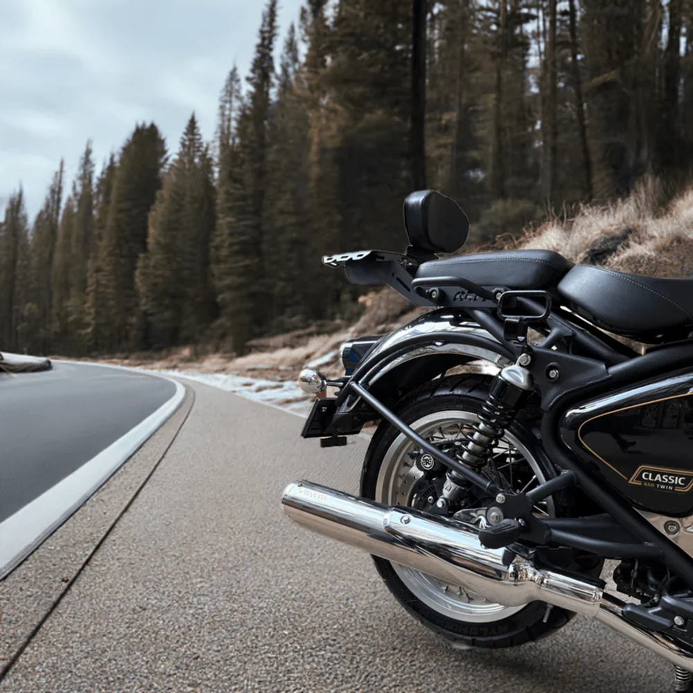 B-12 Bassmaster Barrel Slip-On Exhaust for Royal Enfield Super Meteor 650 | 304 Stainless Steel Performance Exhaust - View 2